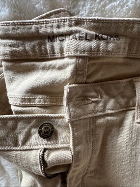 Michael Kors Tan Jeans with Gold-Tone Logo Button